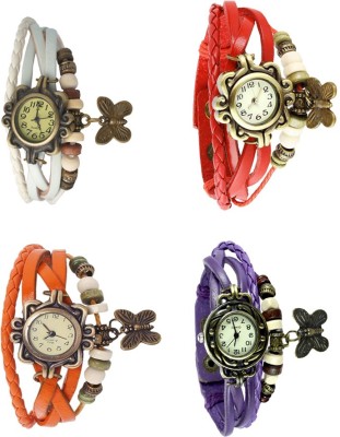 NS18 Vintage Butterfly Rakhi Combo of 4 White, Orange, Red And Purple Analog Watch  - For Women   Watches  (NS18)