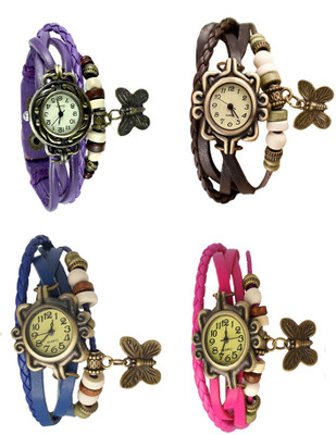 

Kissu Vintage Rakhi Combo of 4 Purple, Blue, Brown And Pink Watch - For Women