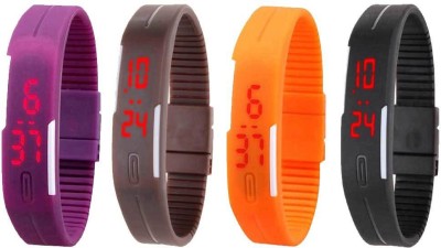 NS18 Silicone Led Magnet Band Combo of 4 Purple, Brown, Orange And Black Digital Watch  - For Boys & Girls   Watches  (NS18)