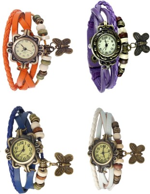 NS18 Vintage Butterfly Rakhi Combo of 4 Orange, Blue, Purple And White Analog Watch  - For Women   Watches  (NS18)