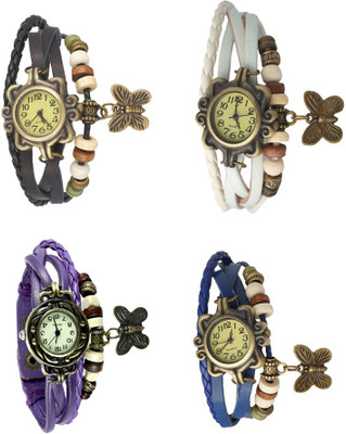 

Kissu Vintage Rakhi Combo of 4 Black, Purple, White And Blue Watch - For Women