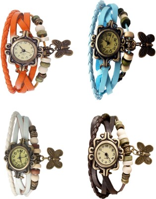 NS18 Vintage Butterfly Rakhi Combo of 4 Orange, White, Sky Blue And Brown Analog Watch  - For Women   Watches  (NS18)