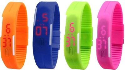 NS18 Silicone Led Magnet Band Combo of 4 Orange, Blue, Green And Pink Digital Watch  - For Boys & Girls   Watches  (NS18)