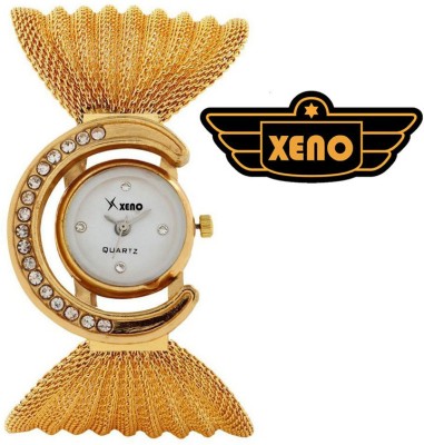 Xeno G240 Gold Metal Bracelet Chain White Diamond Studded Dial Unique Branded Watch  - For Girls   Watches  (Xeno)