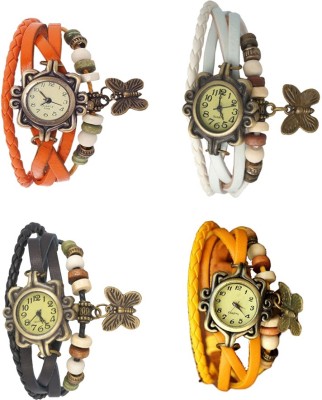 NS18 Vintage Butterfly Rakhi Combo of 4 Orange, Black, White And Yellow Analog Watch  - For Women   Watches  (NS18)