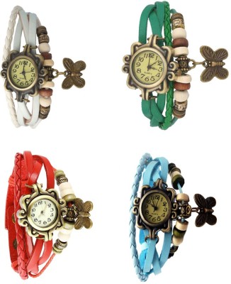 NS18 Vintage Butterfly Rakhi Combo of 4 White, Red, Green And Sky Blue Analog Watch  - For Women   Watches  (NS18)