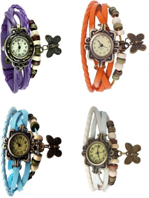 NS18 Vintage Butterfly Rakhi Combo of 4 Purple, Sky Blue, Orange And White Analog Watch  - For Women   Watches  (NS18)