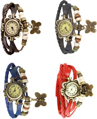 NS18 Vintage Butterfly Rakhi Combo of 4 Brown, Blue, Black And Red Analog Watch  - For Women   Watches  (NS18)