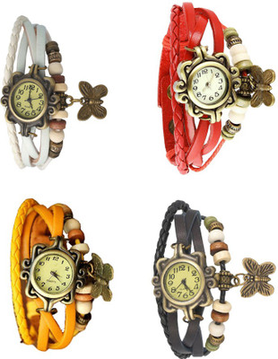 

Kissu Vintage Rakhi Combo of 4 White, Yellow, Red And Black Watch - For Women