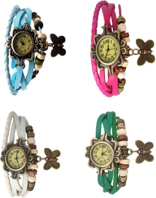 NS18 Vintage Butterfly Rakhi Combo of 4 Sky Blue, White, Pink And Green Analog Watch  - For Women   Watches  (NS18)