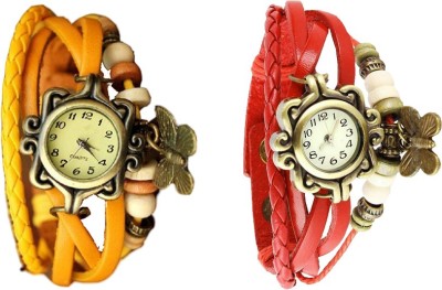 NS18 Vintage Butterfly Rakhi Watch Combo of 2 Yellow And Red Analog Watch  - For Women   Watches  (NS18)
