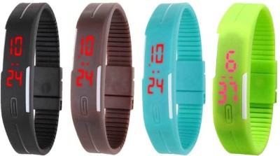 NS18 Silicone Led Magnet Band Combo of 4 Blue, Brown, Sky Blue And Green Digital Watch  - For Boys & Girls   Watches  (NS18)