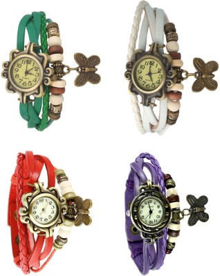NS18 Vintage Butterfly Rakhi Combo of 4 Green, Red, White And Purple Analog Watch  - For Women   Watches  (NS18)