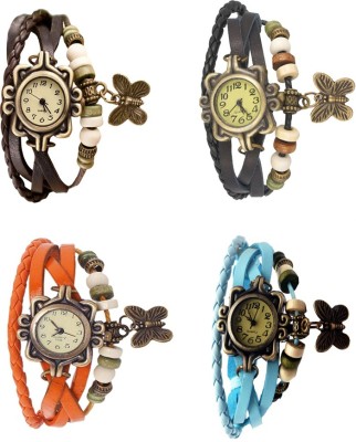 NS18 Vintage Butterfly Rakhi Combo of 4 Brown, Orange, Black And Sky Blue Analog Watch  - For Women   Watches  (NS18)