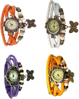 NS18 Vintage Butterfly Rakhi Combo of 4 Orange, Purple, White And Yellow Analog Watch  - For Women   Watches  (NS18)