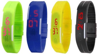 NS18 Silicone Led Magnet Band Combo of 4 Green, Blue, Yellow And Black Digital Watch  - For Boys & Girls   Watches  (NS18)