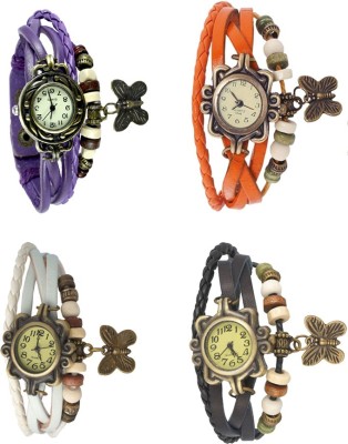 NS18 Vintage Butterfly Rakhi Combo of 4 Purple, White, Orange And Black Analog Watch  - For Women   Watches  (NS18)