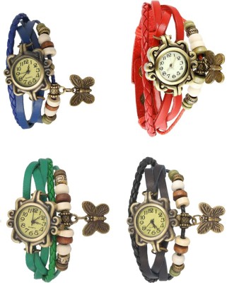 NS18 Vintage Butterfly Rakhi Combo of 4 Blue, Green, Red And Black Analog Watch  - For Women   Watches  (NS18)