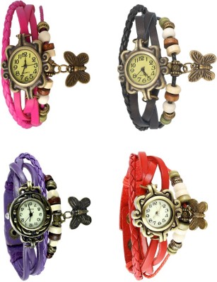 NS18 Vintage Butterfly Rakhi Combo of 4 Pink, Purple, Black And Red Analog Watch  - For Women   Watches  (NS18)