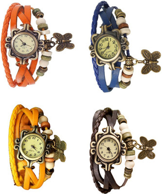 

NS18 Vintage Butterfly Rakhi Combo of 4 Orange, Yellow, Blue And Brown Watch - For Women