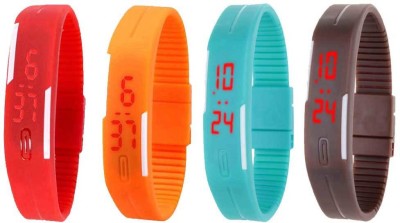 NS18 Silicone Led Magnet Band Combo of 4 Red, Orange, Sky Blue And Brown Digital Watch  - For Boys & Girls   Watches  (NS18)