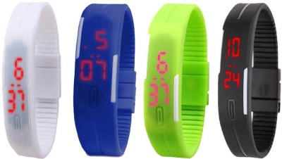 NS18 Silicone Led Magnet Band Combo of 4 White, Blue, Green And Black Digital Watch  - For Boys & Girls   Watches  (NS18)