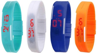 NS18 Silicone Led Magnet Band Combo of 4 Sky Blue, White, Blue And Orange Digital Watch  - For Boys & Girls   Watches  (NS18)