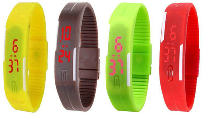 

Kissu Led Magnet Band Combo of 4 Yellow, Brown, Green And Red Watch - For Men & Women