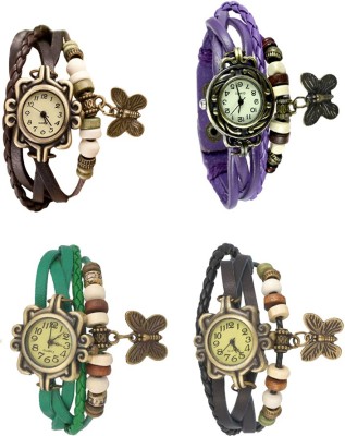NS18 Vintage Butterfly Rakhi Combo of 4 Brown, Green, Purple And Black Analog Watch  - For Women   Watches  (NS18)