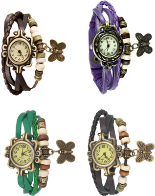 NS18 Vintage Butterfly Rakhi Combo of 4 Brown, Green, Purple And Black Analog Watch  - For Women   Watches  (NS18)