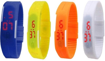 NS18 Silicone Led Magnet Band Combo of 4 Blue, Yellow, Orange And White Digital Watch  - For Boys & Girls   Watches  (NS18)