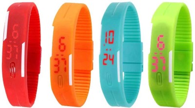 NS18 Silicone Led Magnet Band Combo of 4 Red, Orange, Sky Blue And Green Digital Watch  - For Boys & Girls   Watches  (NS18)