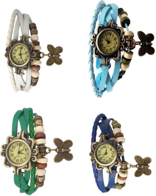 NS18 Vintage Butterfly Rakhi Combo of 4 White, Green, Sky Blue And Blue Analog Watch  - For Women   Watches  (NS18)