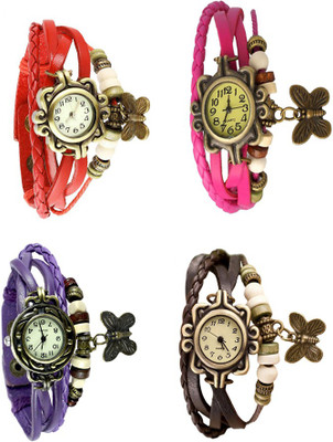 

Kissu Vintage Rakhi Combo of 4 Red, Purple, Pink And Brown Watch - For Women