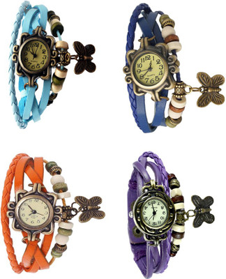 

NS18 Vintage Butterfly Rakhi Combo of 4 Sky Blue, Orange, Blue And Purple Watch - For Women