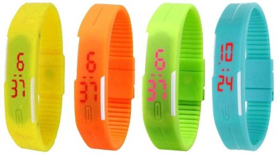 NS18 Silicone Led Magnet Band Watch Combo of 4 Yellow, Orange, Green And Sky Blue Digital Watch  - For Couple   Watches  (NS18)