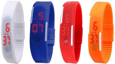 NS18 Silicone Led Magnet Band Combo of 4 White, Blue, Red And Orange Digital Watch  - For Boys & Girls   Watches  (NS18)