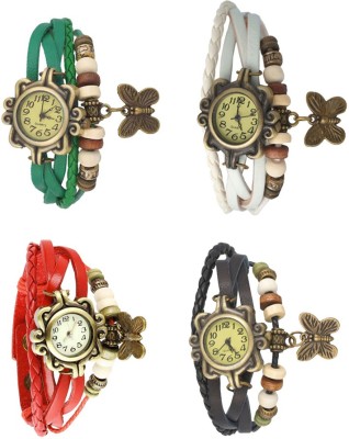 NS18 Vintage Butterfly Rakhi Combo of 4 Green, Red, White And Black Analog Watch  - For Women   Watches  (NS18)