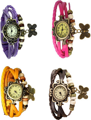 

Kissu Vintage Rakhi Combo of 4 Purple, Yellow, Pink And Brown Watch - For Women