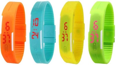 

Kissu Led Magnet Band Combo of 4 Orange, Sky Blue, Yellow And Green Watch - For Men & Women
