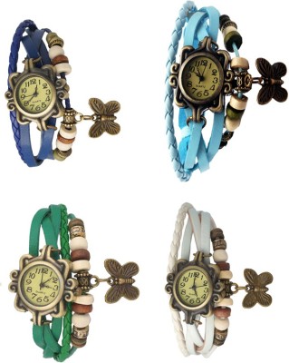 NS18 Vintage Butterfly Rakhi Combo of 4 Blue, Green, Sky Blue And White Analog Watch  - For Women   Watches  (NS18)