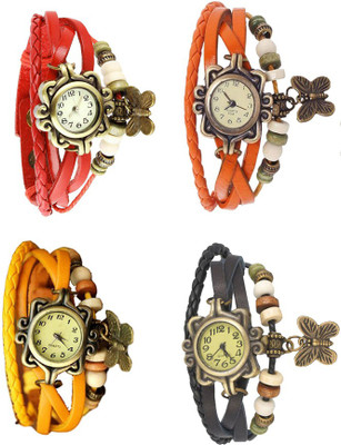 

NS18 Vintage Butterfly Rakhi Combo of 4 Red, Yellow, Orange And Black Watch - For Women