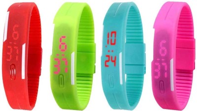 NS18 Silicone Led Magnet Band Watch Combo of 4 Red, Green, Sky Blue And Pink Digital Watch  - For Couple   Watches  (NS18)