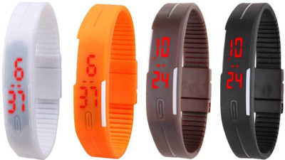 

Kissu Led Magnet Band Combo of 4 White, Orange, Brown And Black Watch - For Men & Women