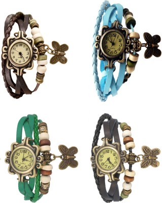 NS18 Vintage Butterfly Rakhi Combo of 4 Brown, Green, Sky Blue And Black Analog Watch  - For Women   Watches  (NS18)