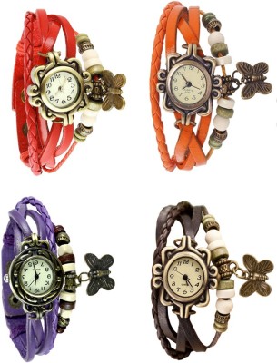 NS18 Vintage Butterfly Rakhi Combo of 4 Red, Purple, Orange And Brown Analog Watch  - For Women   Watches  (NS18)
