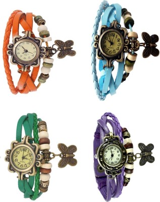NS18 Vintage Butterfly Rakhi Combo of 4 Orange, Green, Sky Blue And Purple Analog Watch  - For Women   Watches  (NS18)