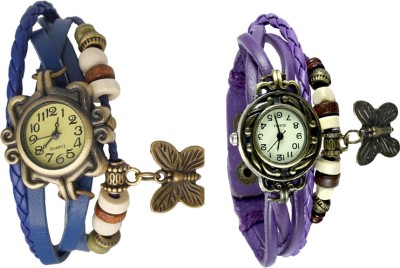 NS18 Vintage Butterfly Rakhi Watch Combo of 2 Blue And Purple Analog Watch  - For Women   Watches  (NS18)
