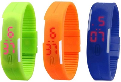 NS18 Silicone Led Magnet Band Combo of 3 Green, Orange And Brown Digital Watch  - For Boys & Girls   Watches  (NS18)