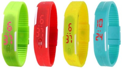 NS18 Silicone Led Magnet Band Watch Combo of 4 Green, Red, Yellow And Sky Blue Digital Watch  - For Couple   Watches  (NS18)